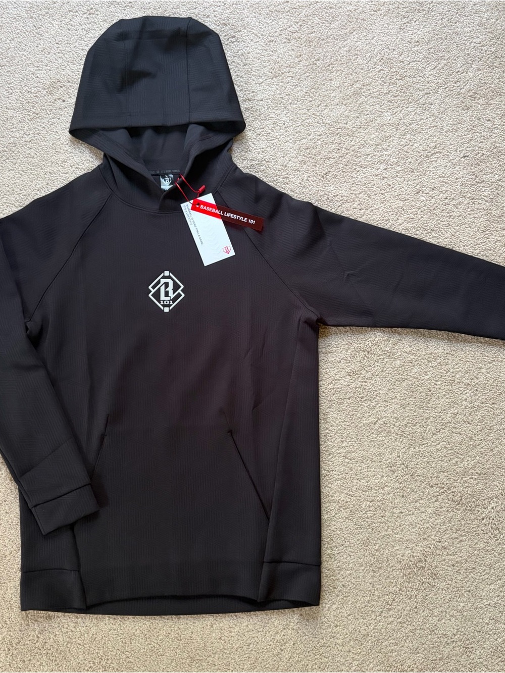 Youth medium baseball lifestyle 101 diamond tech jacquard youth hoodie black NWT